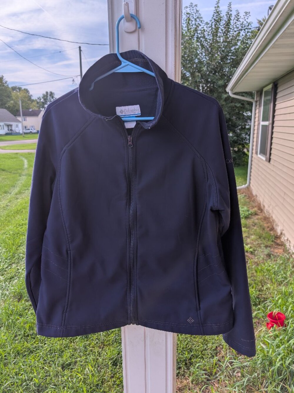 Columbia Womens Soft Shell Jacket Black Size Large L Full Zip Weatherproof Coat